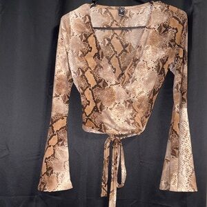 Windsor Brown Snake Print Wrap Blouse